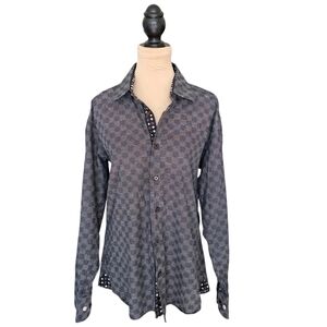 7 Downie St. Polka Dot Button Down Collared Shirt Sz 4